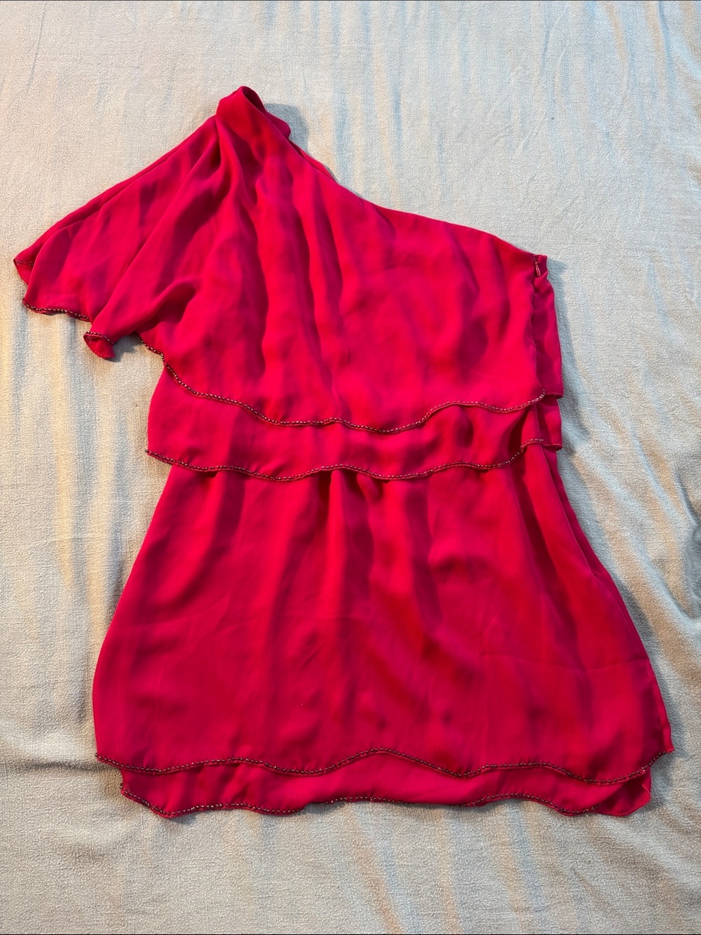 Rampage One-Shoulder Ruffle Dress in Hot Pink
